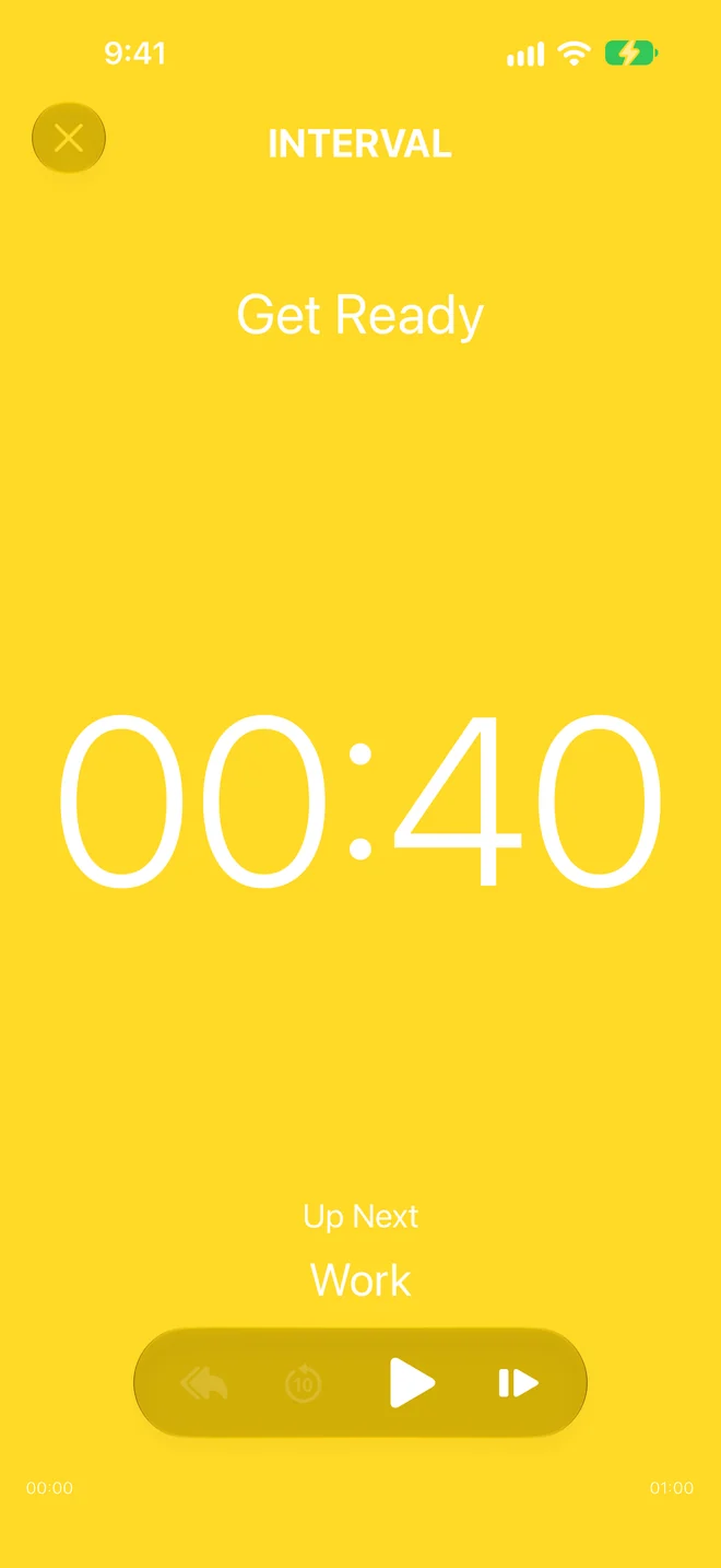 TimerNinja interval timer ready to start