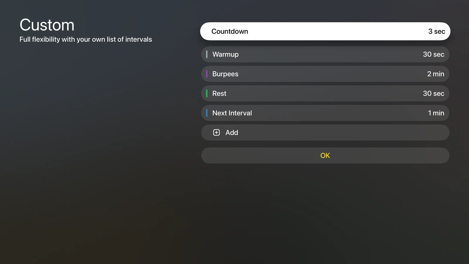 TimerNinja custom timer builder on Apple TV