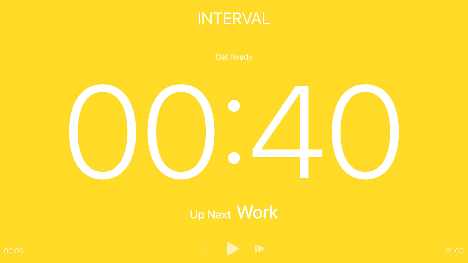 TimerNinja interval timer on Apple TV, ready to start